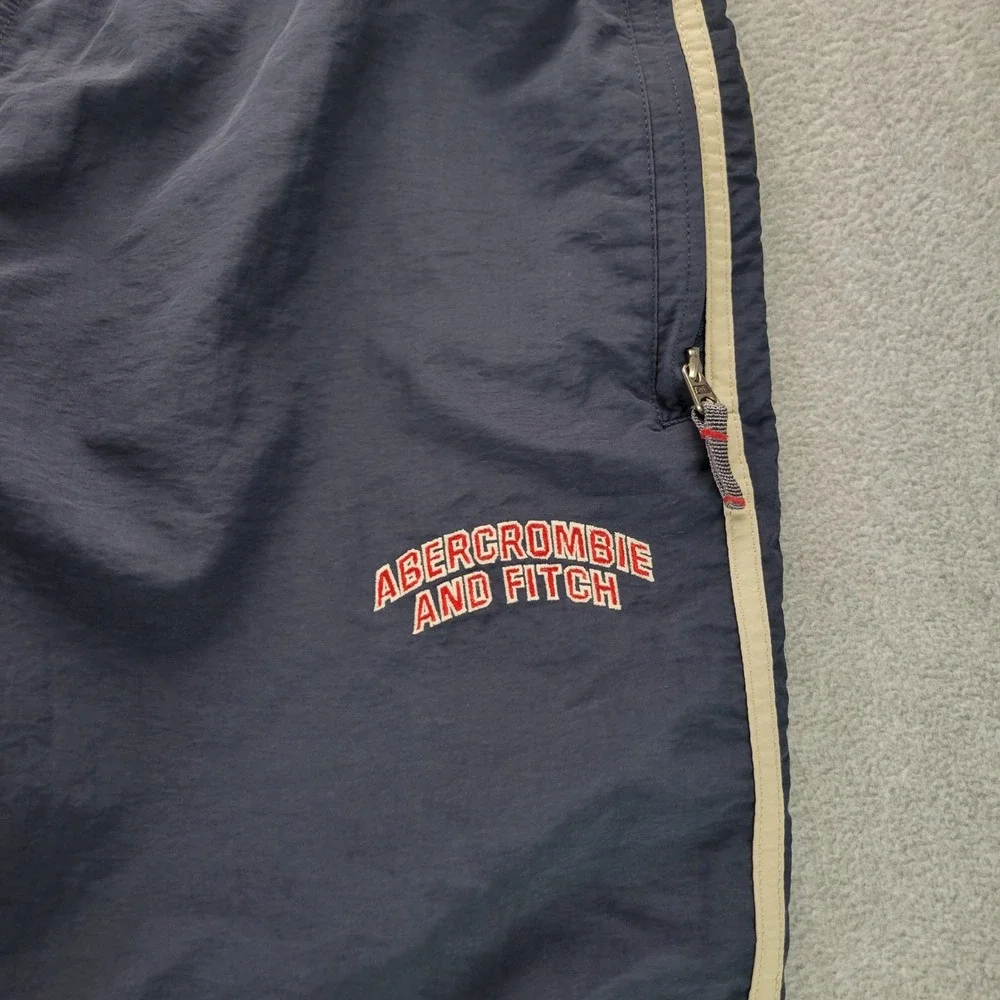 Abercrombie‎ & Fitch Track Pants Mens Large Navy Blue Nylon Side Stripe Vintage